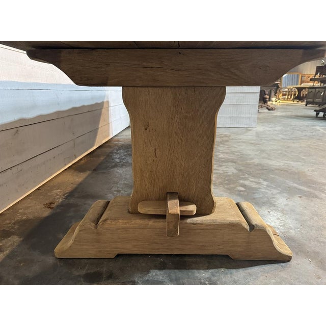 Large French Bleached Oak Farmhouse Dining Table, 1925 For Sale - Image 4 of 17