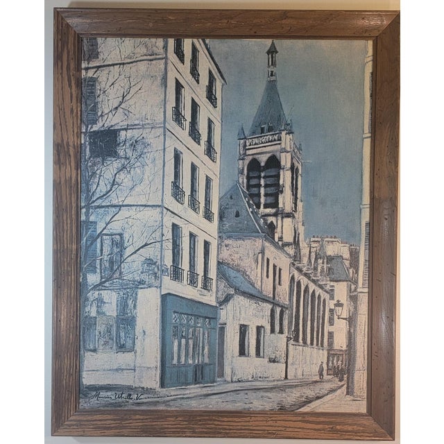 Licensed Mid-Century Lithograph Print on Canvas of the Church of Saint-Séverin by 20th Century Artist Maurice Utrillo V. For Sale - Image 18 of 18