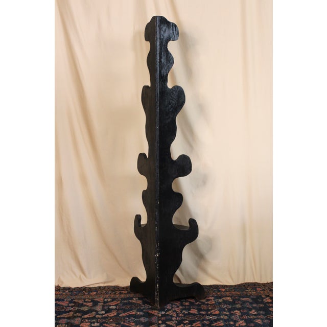 1970s Tall Folk Art Black Scroll Corner Shelf For Sale - Image 13 of 14