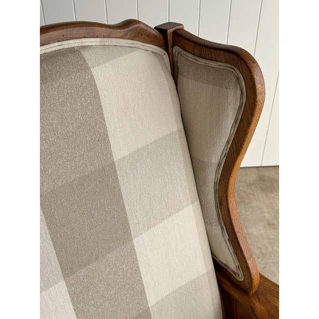 Studio Craft Oak Wingback Rocking Chair With Carved Rail, C. 1970s For Sale - Image 14 of 18