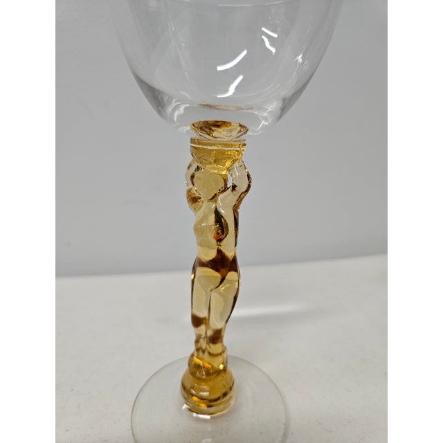 Early 20th Century Early 20th Century Cambridge Glass Company Amber Nude Cocktail Glasses -Set of Four For Sale - Image 5 of 11