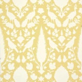 Sample - Schumacher Chenonceau Damask Wallpaper in Buttercup Yellow For Sale