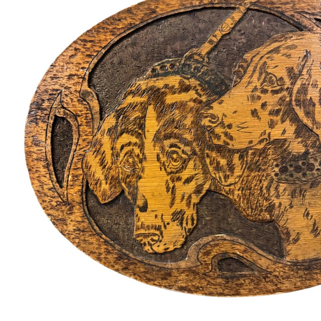 1900 - 1909 Early 20th Century Flemish Spaniel Pyrography Panel For Sale - Image 5 of 9