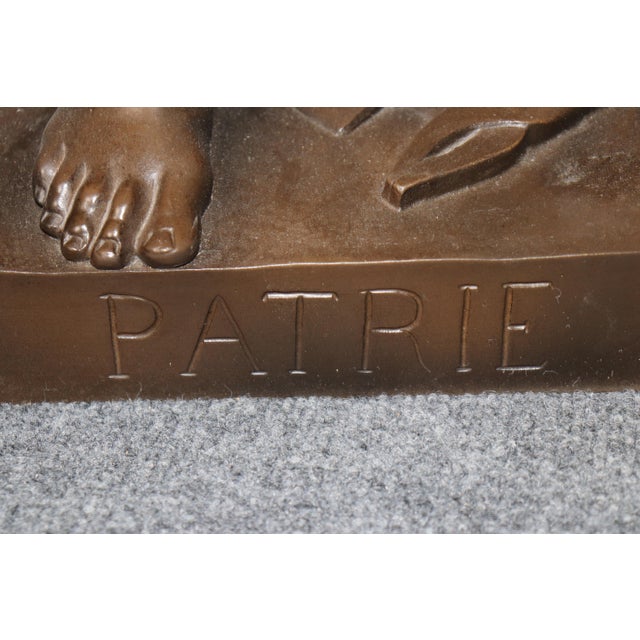 Antique French Bronze Titled Le Devoir Civique, After Eugene Marioton. For Sale - Image 11 of 16