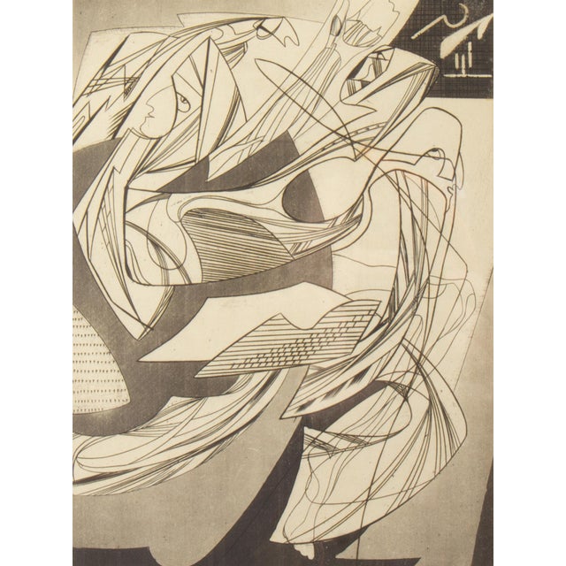 An abstract etching by the American artist Daniel Philip Platt. This etching features an abstract figure made up of...