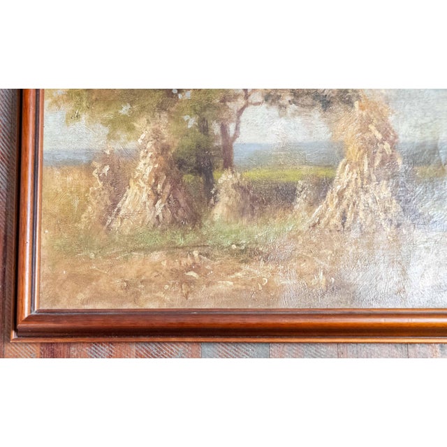 20th Century American Tonalist Fall Landscape With Corn Stalks by William Charles Stevens For Sale - Image 9 of 15