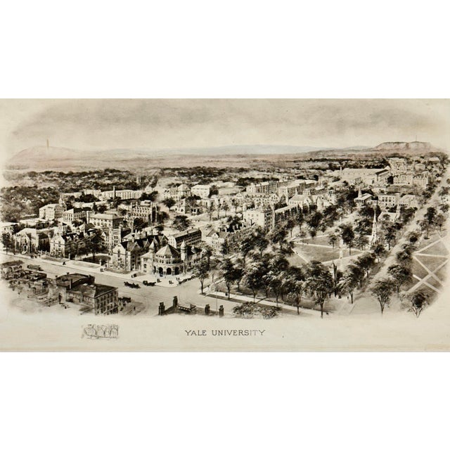 A finely detailed engraving of Yale University, created from the original plate after Richard Rummell, one of the most...