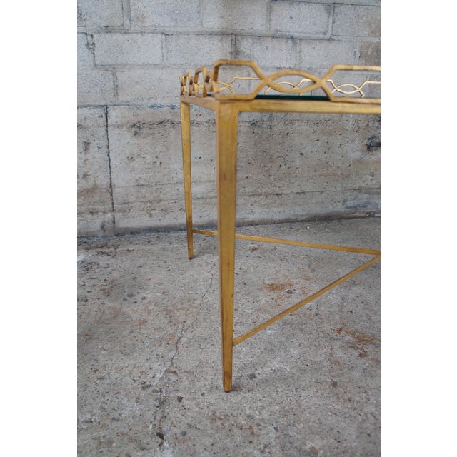 Gold Maitland Smith Maison Jensen Style Regency Gilt Iron Glass Coffee Cocktail Table For Sale - Image 8 of 11