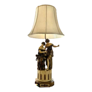 Vintage French Style Lamp Statue of Ladies Reading Book