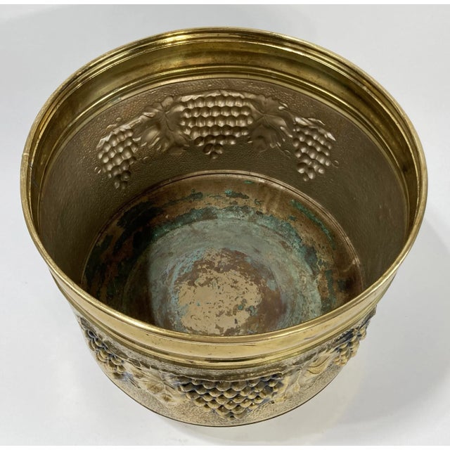 Brass Vintage Oversized Brass Grapevine Motif Planter For Sale - Image 8 of 9