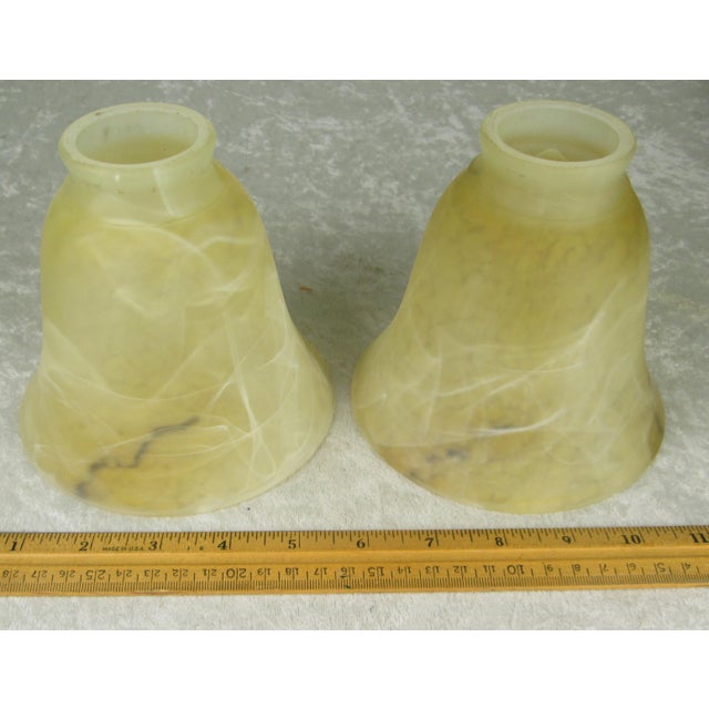 Early 20th Century Uranium Jadeite Table Lamp Alabaster Shades For Sale - Image 16 of 18