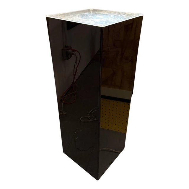 Mid-Century Illuminated Lacquered Black Pedestal For Sale
