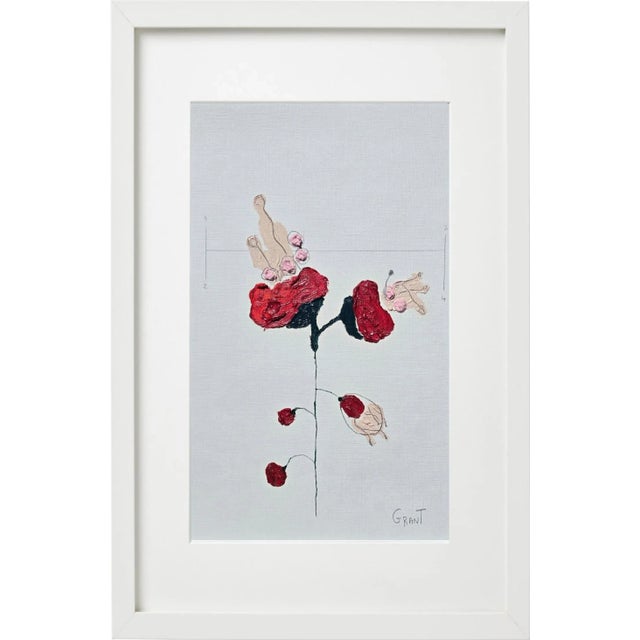 Contemporary Framed Organic Modern Minimalist Flower Study | Botanical Painting | Herbarium Wall Art For Sale - Image 3 of 5