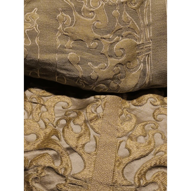 Scalamandre Elegant Designer Italian Embossed Chartreuse Silk Upholstery Fabric- 6 Yards For Sale - Image 14 of 18
