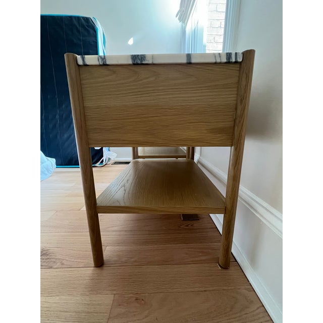 Modern Nightstands - Lulu & Georgia Pair of Philana White Oak and Marble Nightstands For Sale - Image 3 of 6