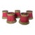 Antique French Raspberry Silk Boudoir Lampshades With Gold Chenille Trim - Set of Five For Sale