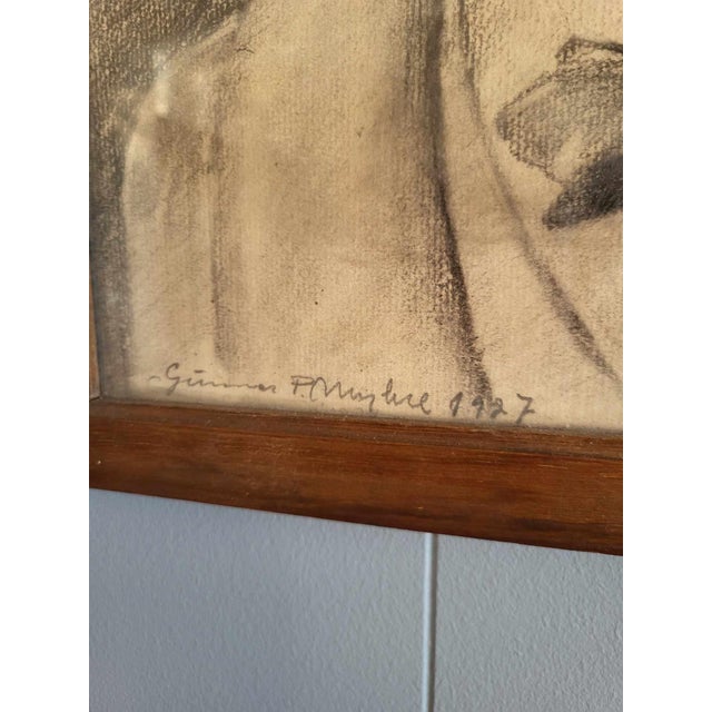 Gunnar Myhre, Art Deco Portraits, Pencil Drawings, 1927, Set of 2 For Sale - Image 6 of 10