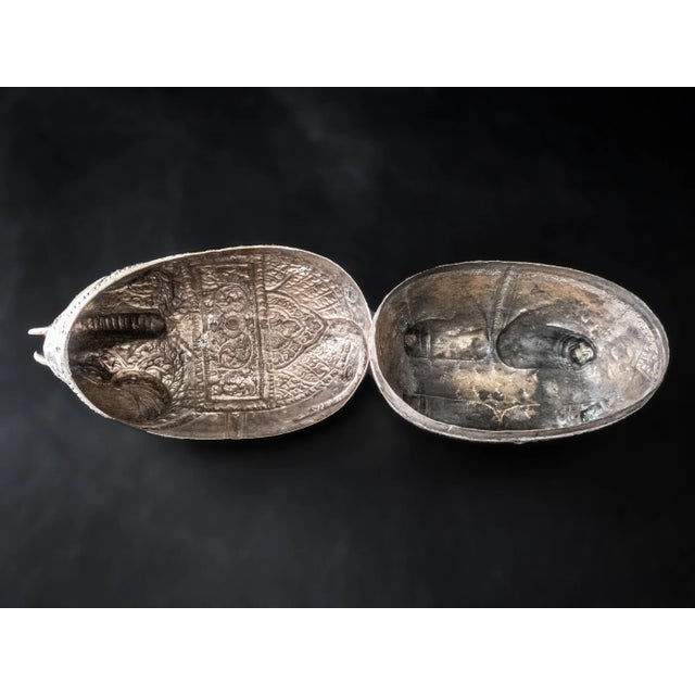 Antique 1900s Cambodian Silver Betel Box Khmer Elephant Repousse For Sale In Houston - Image 6 of 8
