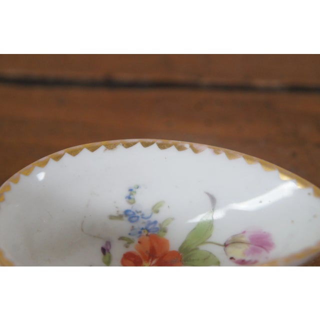 Antique German Meissen Dresden Sprays Porcelain Floral Serving Spoon For Sale - Image 9 of 11