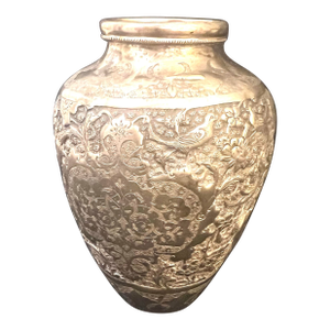 Late 19th Persian Silver Vase 5” Decorated With Birds and Flowers. 6.58 Oz Troy.