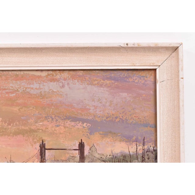 Orange Vintage George Schwacha Oil on Board Nautical Bay Boat Expressionism Painting For Sale - Image 8 of 9