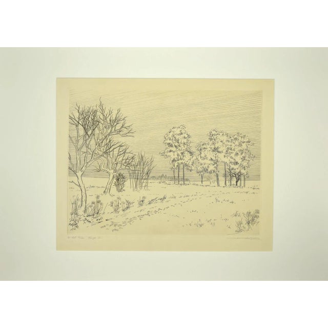 Andre Roland Brudieux - the Snow - Original Etching - Mid-20th Century For Sale