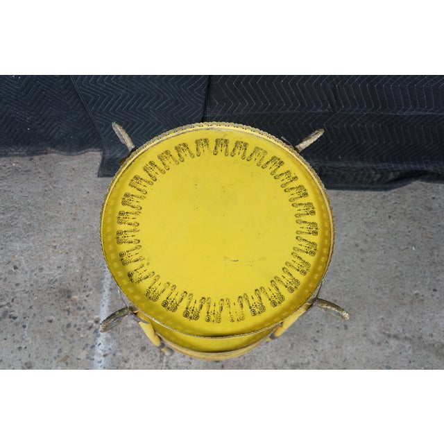 19th C French Yellow Toleware Tiered Tray Table Stand Chinoiserie Pastoral Scene For Sale - Image 9 of 18