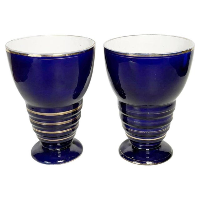 Vintage French Blue Vases in Ceramic, 1960, Set of 2 For Sale - Image 9 of 9