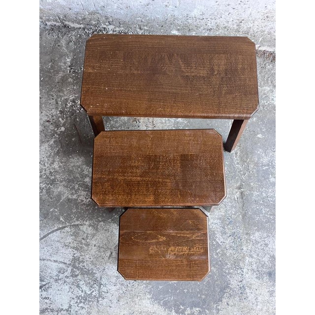 Nesting Tables in Oak, Set of 3 For Sale - Image 3 of 7
