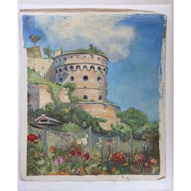 Mid 20th Century Painting Maschikuli Tower Wurzburg Germany For Sale - Image 4 of 5
