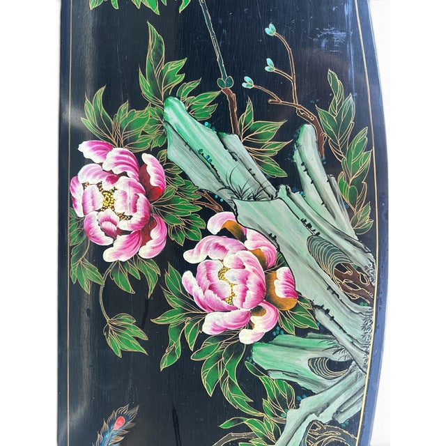 Wood Vintage Chinoiserie Bamboo & Rattan Console Desk With Hand-Painted Lacquer Top For Sale - Image 7 of 12
