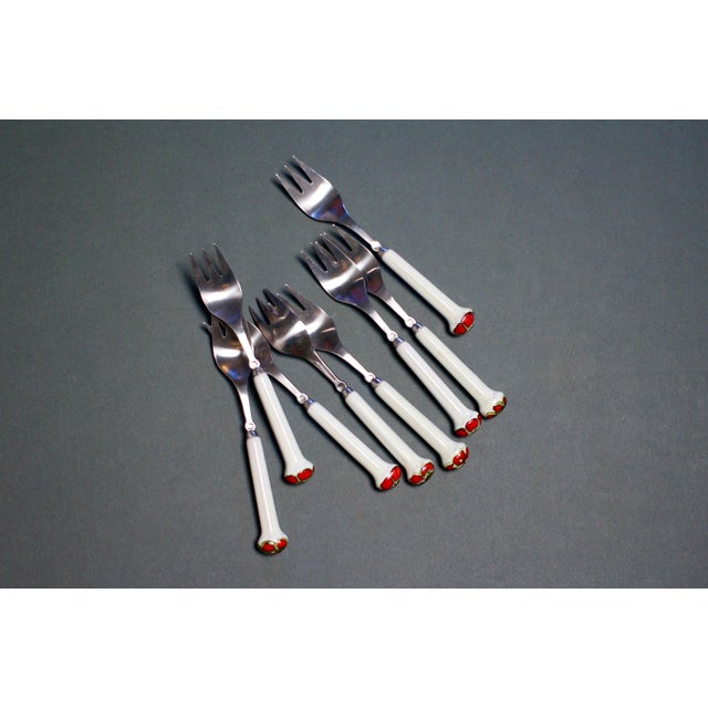 1970s Boho Chic Denby Regency White Jewel Flatware - Salad Forks For Sale - Image 4 of 11