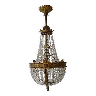 C1900, French Big Crystal Beaded Empire Detailed Chandelier For Sale