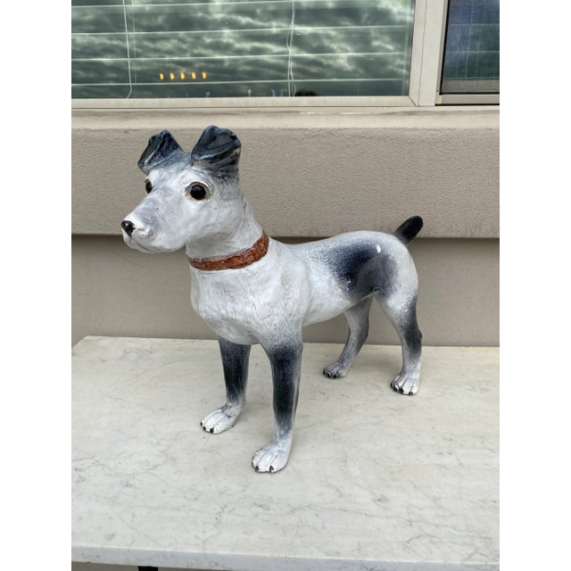 Large Majolica Terracotta Dog Terrier Bavent For Sale - Image 9 of 9