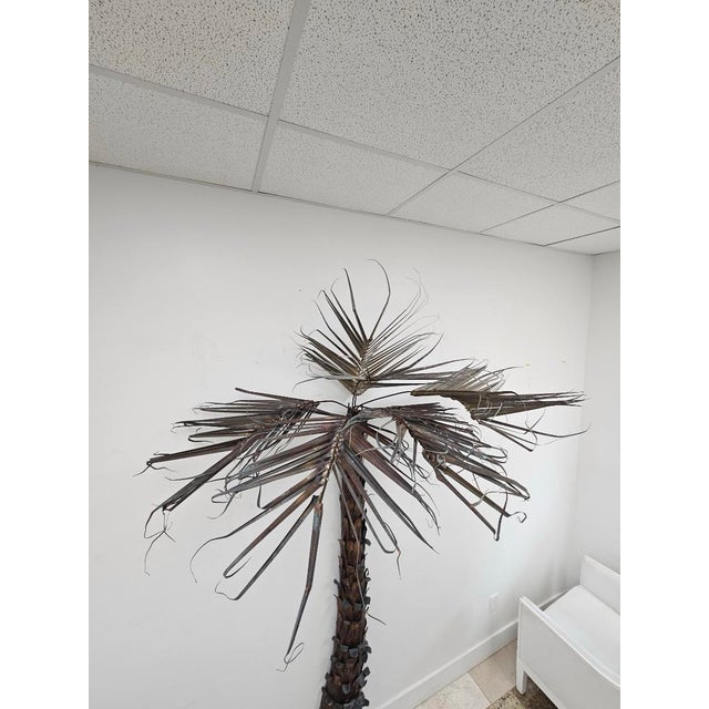 Metal Large 1970s Artist-Made Copper and Brass Palm Tree Wall Sculpture For Sale - Image 7 of 12