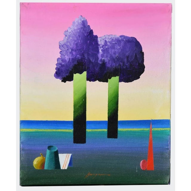 Danilo Bergamo, Geometric Landscape, Original Mixed Media, 1970s For Sale - Image 4 of 4