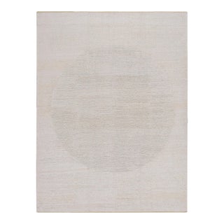 Rug & Kilim’s Contemporary Rug in White With Subtle Circle Pattern - “Harmony” For Sale