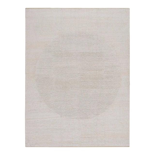 Rug & Kilim’s Contemporary Rug in White With Subtle Circle Pattern - “Harmony” For Sale