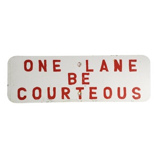 Vintage One Lane Sign For Sale