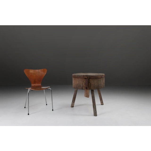 1920s Large Rustic French Chopping Block Table, France, 1920s For Sale - Image 5 of 12