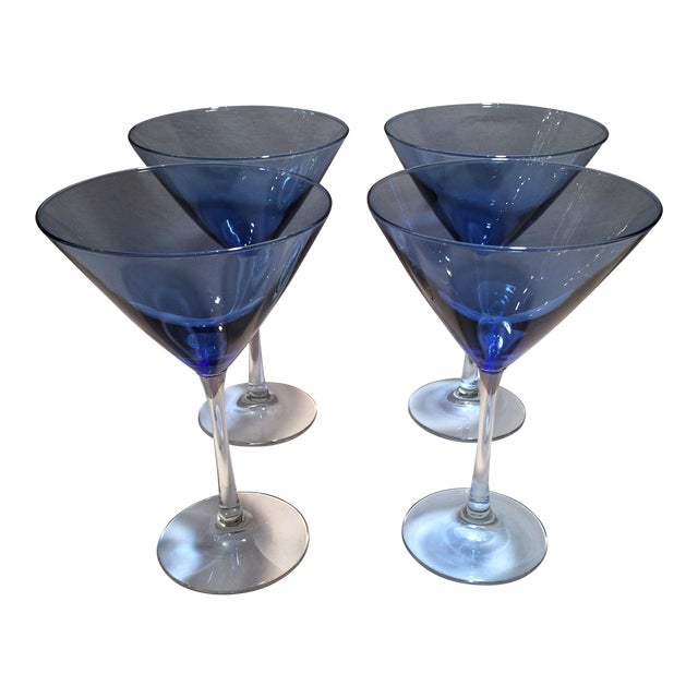 Vintage Blue Martini Glasses Set of 4 Chairish