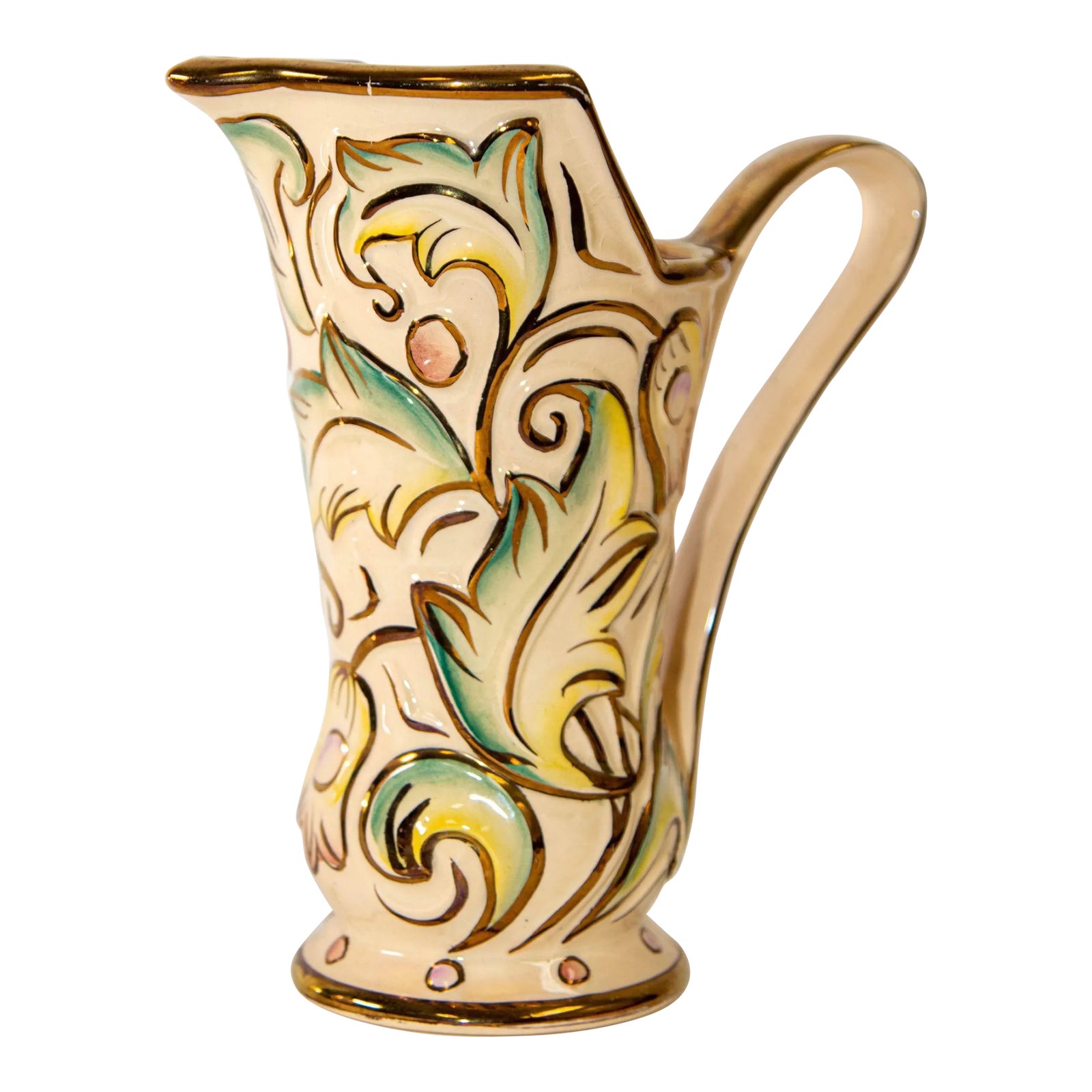 Vintage Wade Ceramic Gothic Pattern Glazed Vase in Pastel Colors Made