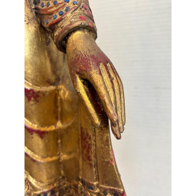 1950s Carved Wood Thai Figure of a Deity For Sale - Image 10 of 11