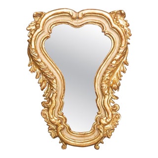 Small Italian Rococo-Style Gold Leaf Mirror For Sale