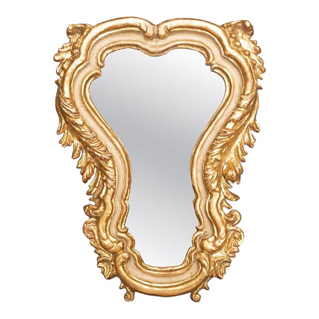 Small Italian Rococo-Style Gold Leaf Mirror For Sale