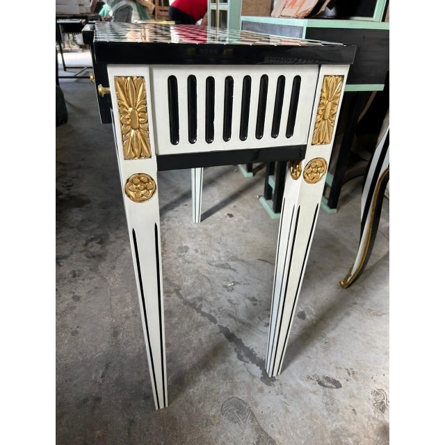 1960s 1960s Courtly checkered Console Table-Black/white For Sale - Image 5 of 6