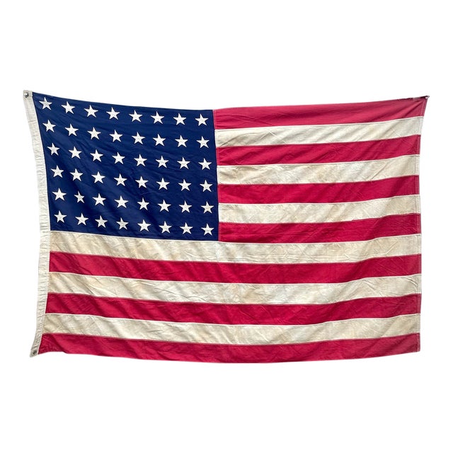 Faded Antique Wool 48 Star American Flag For Sale