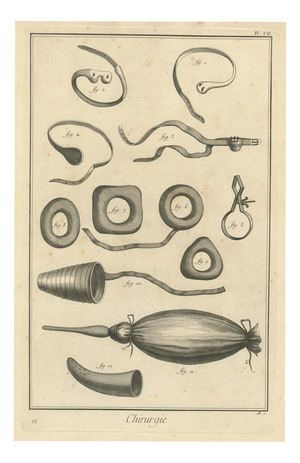 Antonio Baratti, Truss Springs and Bladder Syringe, Diderot Chirurgie Plate Vii, 1772, Engraving