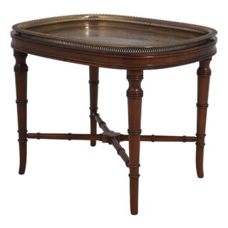 Vintage Cherry & Brass Tray Table For Sale