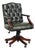 Chesterfield English Height Adjustable Green Cowhide Leather Office Chair with Swivel and Tilt Function For Sale